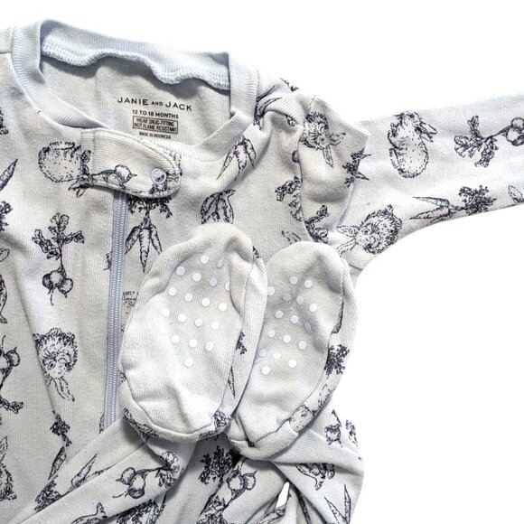 Rabbit & Carrot Long Sleeve Zip Footies - Janie And Jack 12-18m - Picture 2 of 5